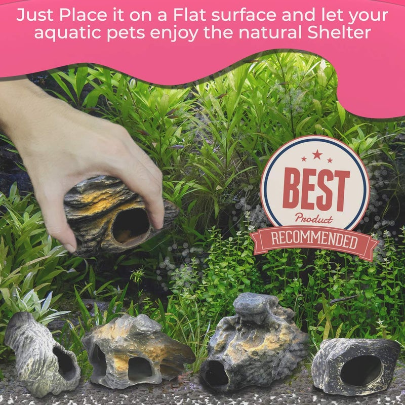 Dr. Miracle's CORISRX BEST OF YOUR LIFESTYLE DR. Moss Cichlid Stone 5 pc Luxury Set - Ceramic Rock Cave Aquarium Decorations - Fish Tank Decor - Image 5